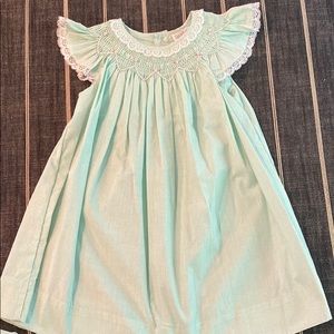 Petit Ami 18M green & white check smocked dress
